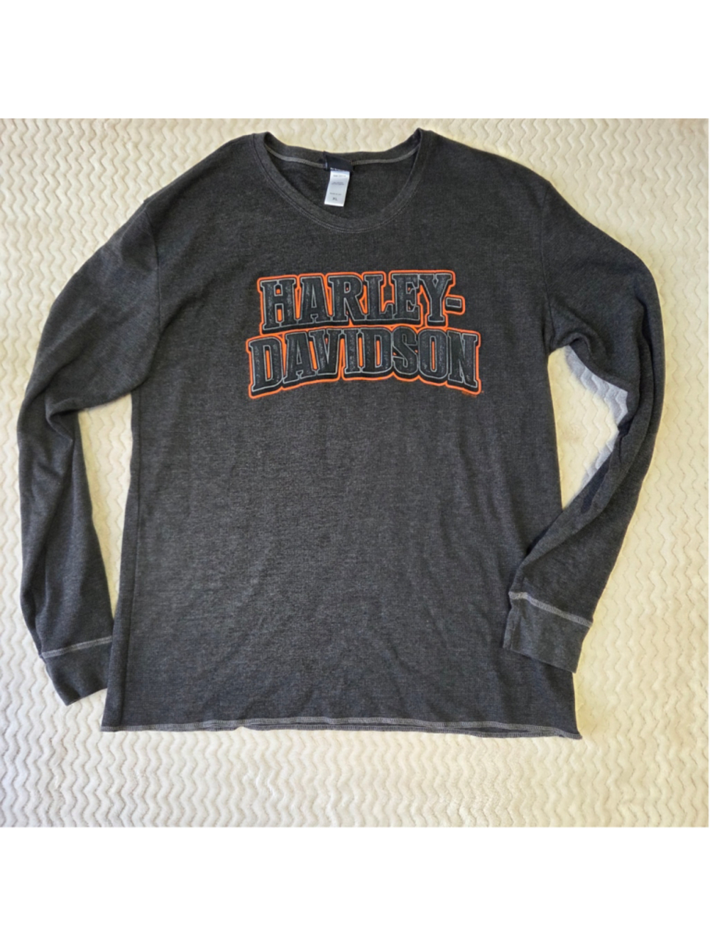 Men's Harley-Davidson Long Sleeve Tee, XL, Grey and Orange